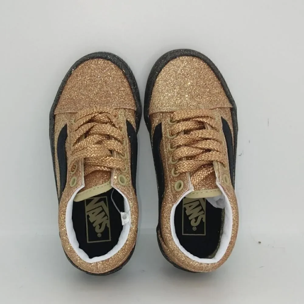 VANS Old Skool Party Glitter Girls NEW w/Tags Gold/Black Glitter Sneakers-sz. 11